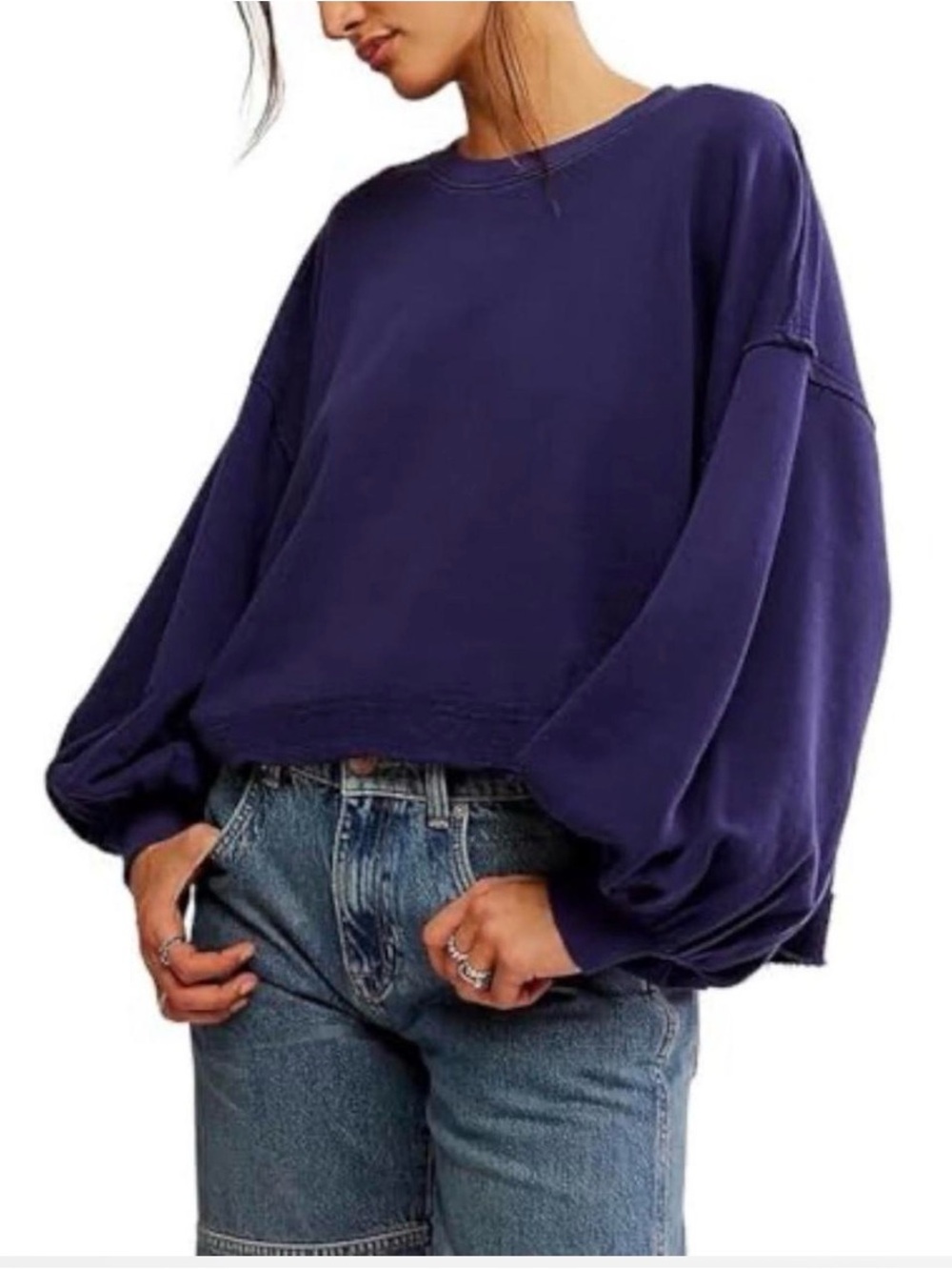 Free People Trish Sweatshirt Eclipse/Navy Small